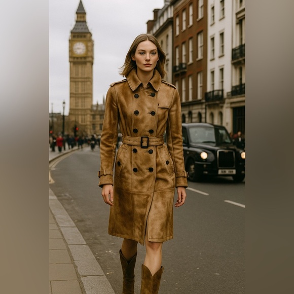 Burberry Pony Hair & Leather Trench Coat – Made in Italy, Size 6 - Picture 1 of 6